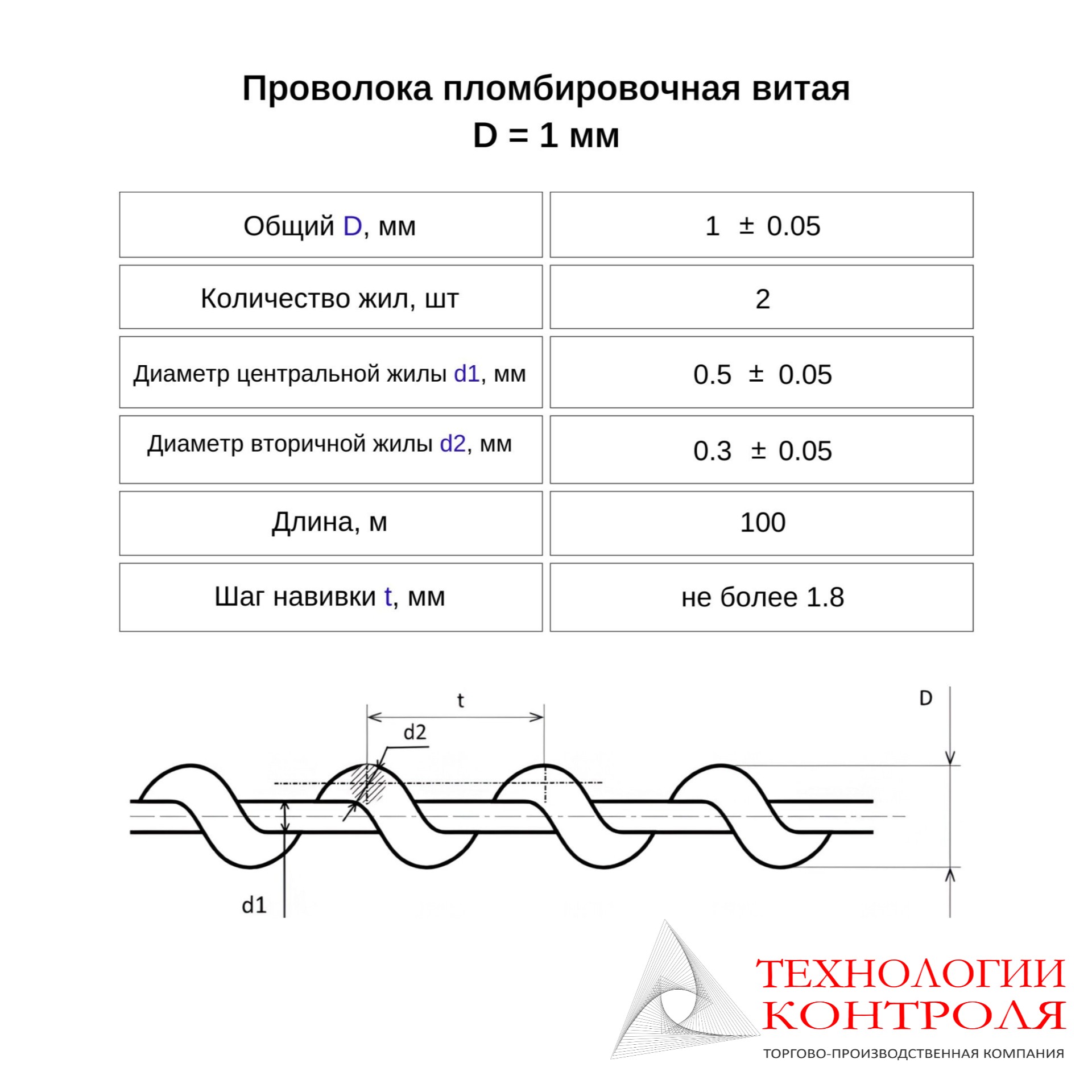 Пломбировочная проволока витая D=1 мм L=100 м (оцинкованная сталь)