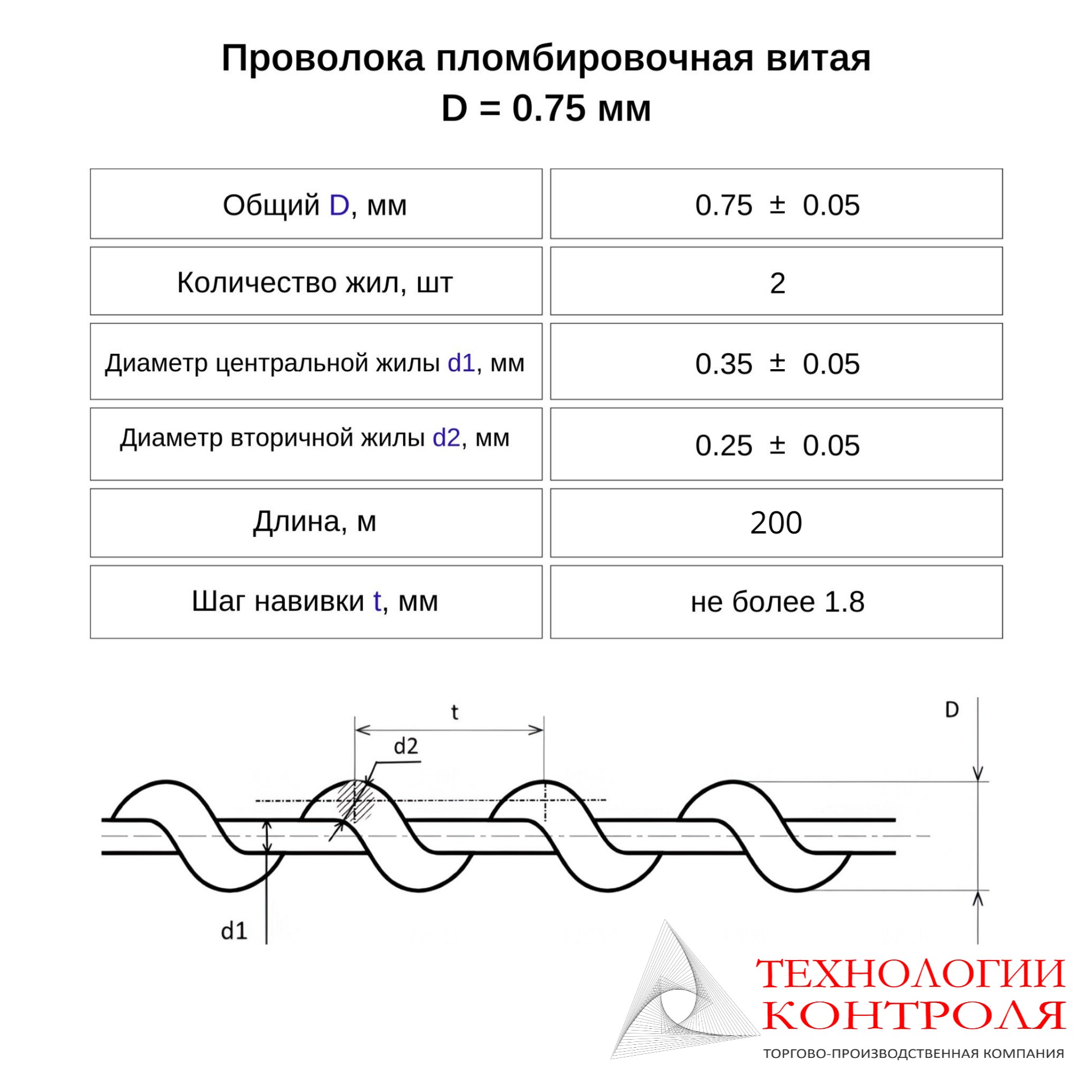 Пломбировочная проволока витая D=0.75 мм L=200 м (оцинкованная сталь)