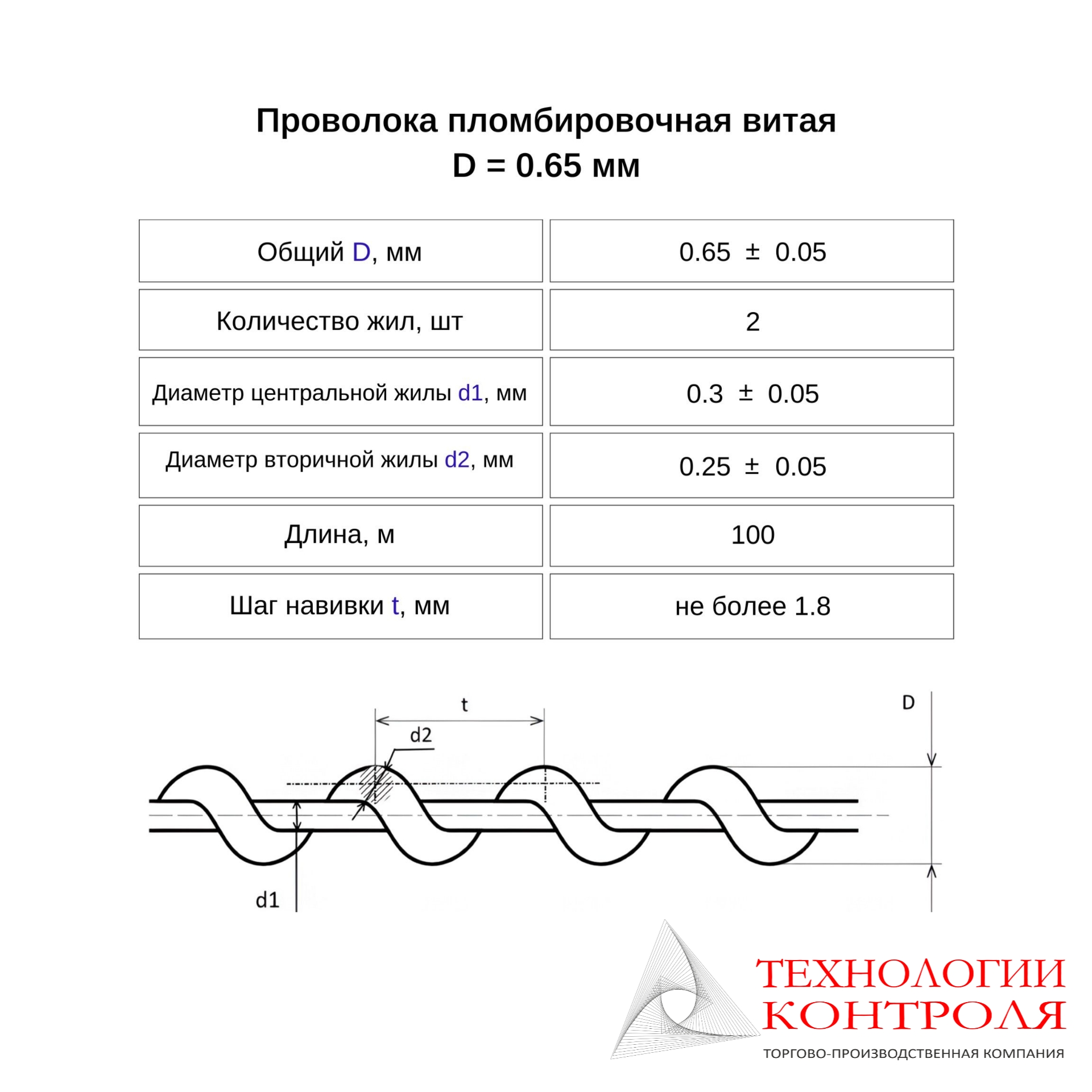 Пломбировочная проволока витая D=0.65 мм L=100 м (оцинкованная сталь)